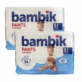 Дитячі підгузки-трусики Bambik 5 Junior (12-17 кг), 68 шт