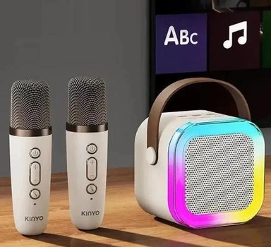 Детский набор для Караоке Два беспроводных микрофона и Колонка с RGB подсветкой и Bluetooth