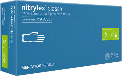 Перчатки нитриловые Nitrylex classic Mercator Medical S (100 шт)