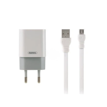Мережевий зарядний пристрій Remax RP-U14m Traveller 2.4A 1 USB плюс кабель microUSB 220V EU білий