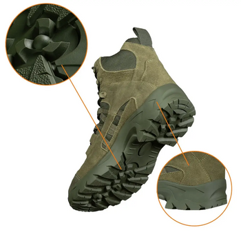 Мужские ботинки демисезонные повседневные Oplot 2.0 Оливковый 43 р Kali AI551 из натурального зносостойкого нубука покрыты гидрофобной пропиткой