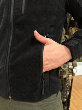 Чоловіча флісова демісезонна кофта Safari Tactical на блискавці з Softshell вставками Чорний S Kali AI474 високий комір - стійка кишені на блискавці