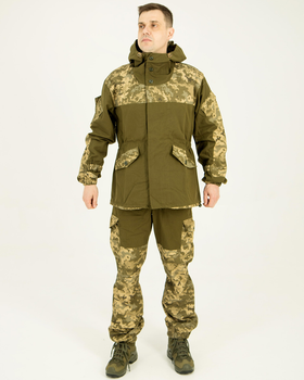 Костюм Горка камуфляжный олива пиксель, брюки с подтяжками, куртка с капюшоном, ветрозащитный 48