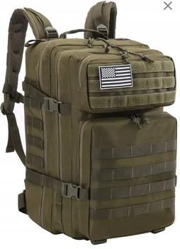 Рюкзак сумка на плечи с системой MOLLE удобное и надежное снаряжение для активного отдыха и ежедневного использования Оливковый 45 л