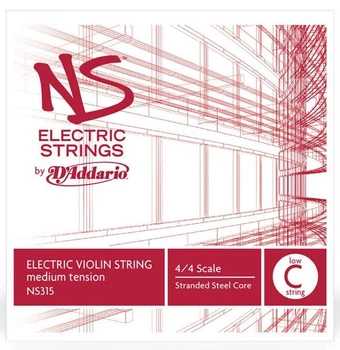 Пятая струна (Low C) для электроскрипки D'Addario NS Electric Violin Low C 4/4 Scale Medium Tension