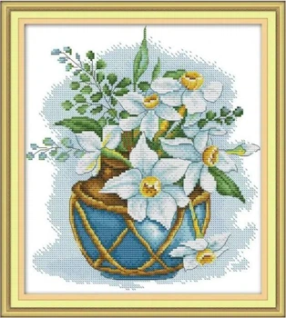 Набор для вышивания по нанесённой на канву схеме "Blooming" .AIDA 14CT printed, 28*31 см