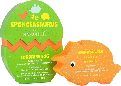 Губка просочена милом Spongelle Spongeasaurus для миття тіла для дітей Triceratops (850027333816)