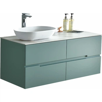 Тумба із умивальником DEVIT Linea 120x62.2x52см підвісна зелена 081200O