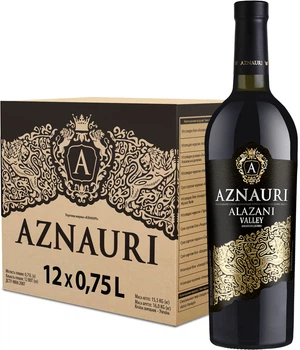 Упаковка вина Aznauri Алазанская долина красное полусладкое 0.75 л х 12 шт 9-13% (4820189290957)
