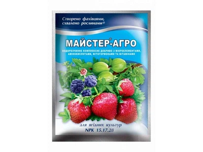Водорозчинне сухе добриво МАЙСТЕР-АГРО для ягідних культур, 100г