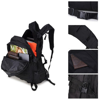 Тактичний військовий армійський рюкзак на 35 літрів колір Чорний
