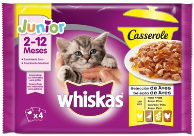  Вологий корм для котів Whiskas Junior зі смаком птиці 4 x 85 г (5900951273155)