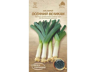 Цибуля-порей СЕМЕНА УКРАИНЫ (20 пачок) "ОСЕННИЙ ВЕЛИКАН" ОВ 1г (пс)