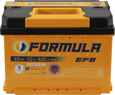 АКБ 63-А/Ч (Formula) EFB (R+) 620A (242х175х175мм.)