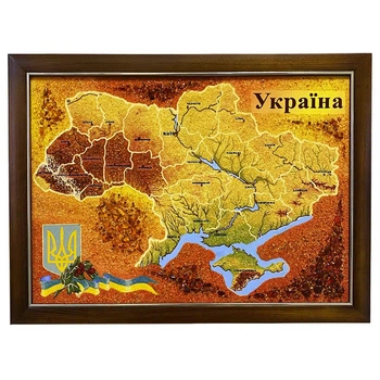 Картина "Карта Украины" из янтаря 20х30