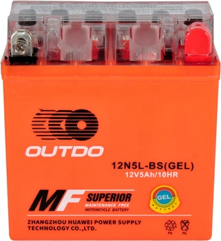 АКБ мото гелевый 12V 5-А/Ч R+ (OUTDO) (120х60х130) 12N5L-BS GEL