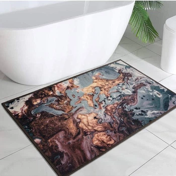 Килимок у ванну кімнату MAC Carpet Print 351В 80х120 см Коричневий+Бірюзовий