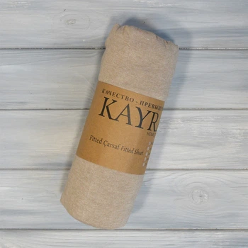 Простирадло на гумці Kayra Трикотажне 160 х 200 см.+25 см Капучіно