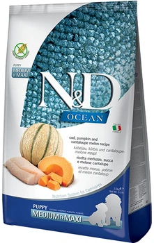 Sucha karma bez zbóż Farmina N&D Grain Free OCEAN PUMPKIN dla szczeniąt ras średnich i dużych z dorszem i melonem 2.5 kg (8010276038807)