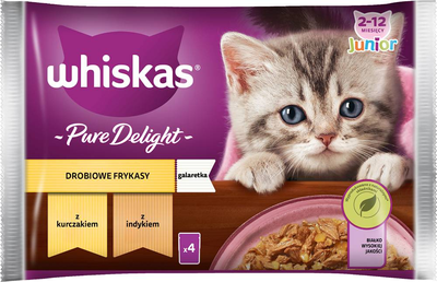  Вологий корм для котів Whiskas Junior Drobiowe Frykasy 4 x 85 г (5900951303272)