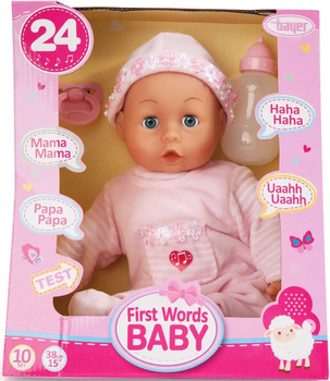 Lalka bobas Bayer Design Babypuppe First Words Miękka różowa 38 cm (4003336938241)