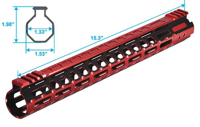 Цевье Leapers UTG PRO Ultra Slim15" для AR15 M-LOK Черный/Красный