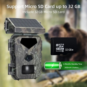 Камера для охоты Mini700 24 МП 1080P с солнечной панелью