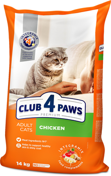 Сухой корм для взрослых кошек Club 4 Paws (Клуб 4 Лапы) Премиум. Курица 14 кг (4820083909146)(B4630401)
