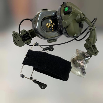 Навушники Earmor M31 з кріпленням на шолом HD-ACC-08 Олива, активні навушники з адаптером чебурашка на рейку ARC