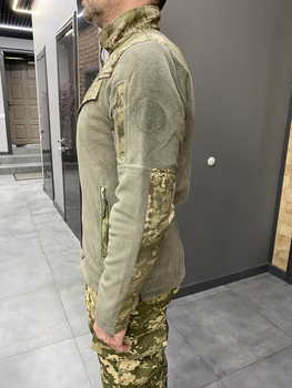 Армейская Кофта флисовая WOLFTRAP, теплая, размер L, Олива, Камуфляжные вставки на рукава, плечи, карманы