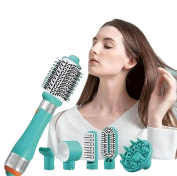 Мультисталер фен для волосся ENZO EN-750 Professional Volumizer 6 в 1 Blow-out Brush, стайлер для укладання волосся Бірюзовий (D-2019091407)