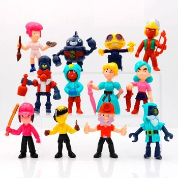 Набір іграшкових фігурок Бравл Старс 12 шт герої Brawl Stars Леон, Шеллі, Бібі, Діномайк, Деріл та ін.