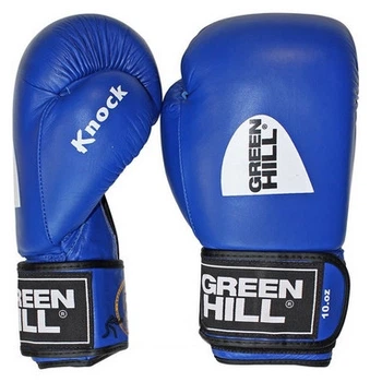 Боксерські шкіряні рукавиці Green Hill Knock 10 унцій Сині ( з печаткою ФБУ )