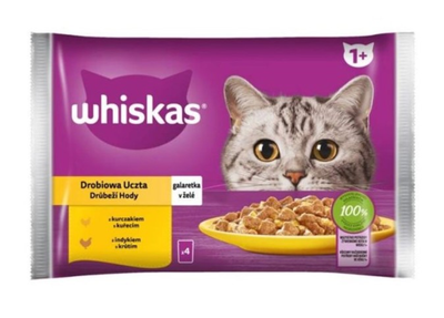 Mokra karma dla kotów Whiskas Drobiowa Uczta w galaretce 4 x 85 g (8410136026331)