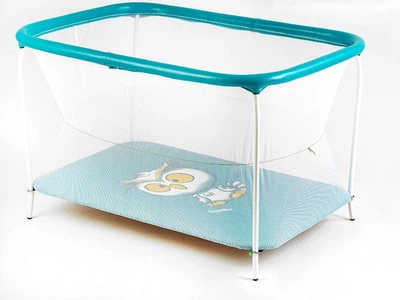 Манеж "Сова", прямоугольный, мягкое дно, евросетка, без ручки. Turquoise (147276)