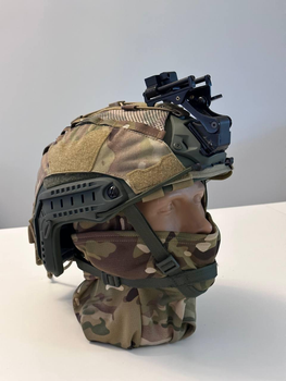 Комплект! Шолом каска Fast олива з класом захисту NJI IIIA та тактичним кавером multicam від IDOGEAR та кріпленням NVG