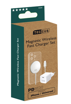 Набір із бездротового зарядного пристрою Teccus Universal Fastcharger USB-C PD 20W White (4008928632699)