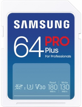 Карта памяти Samsung Pro Plus SD 64 GB V30 Class 10 UHS-I SDXC White (MB-SD64S/EU)