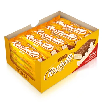 Упаковка вафельних батончиків Roshen Roshetto Milk Chocolate 25 шт х 34 г