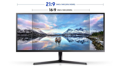 Монитор 34" Samsung Ultra-Wide S34J550WQU (3440x1440), VA, black, Б/У
