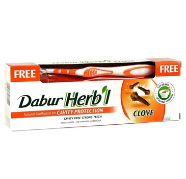 Зубна паста аюрведична Гвоздика Dabur Herb'l, 150 г + щітка