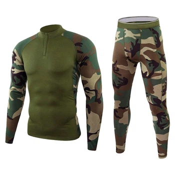 Термобелье мужское зимнее комплект кофта и кальсоны на флисе Sport Camo Green +5-15°С S Камуфляж зеленый