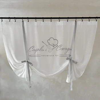 Занавеска для кухни римская штора Adagio Windows Decor "Страви і спогади", тюль из льна с печатью 140х120 см