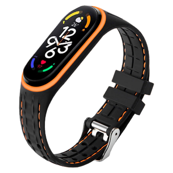 Спортивний ремінець для Xiaomi Mi Band 5/6/7 "Чорно-помаранчевий" (VANAX82005)