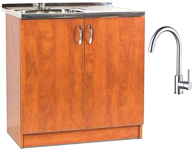 Мойка с тумбой AQUAMARIN BoxWood 800 Walnut (Орех)+Смеситель