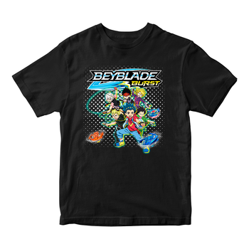 Футболка чорна з оригінальним принтом гри BeyBlade "Дзига Beyblade. Бейблейд Дзига. Персонажі" Push IT ФП012185, 12 років, 40, 156 см