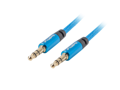 Kabel audio stereo LANBERG mini-jack 3.5 mm M/M 2 m Premium Blue (CA-MJMJ-10CU-0020-BL)