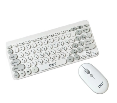 Клавіатура та мишка wireless 902 / 5263, Біла з круглими кнопками