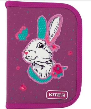Пенал з наповненням Bunny 20x14x3.7 см 1 відділення,2 відв., Kite