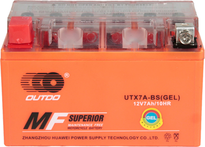 АКБ мото гелевый 12V 7-А/Ч L+ (OUTDO) (150х87х94) YTX 7A-BS